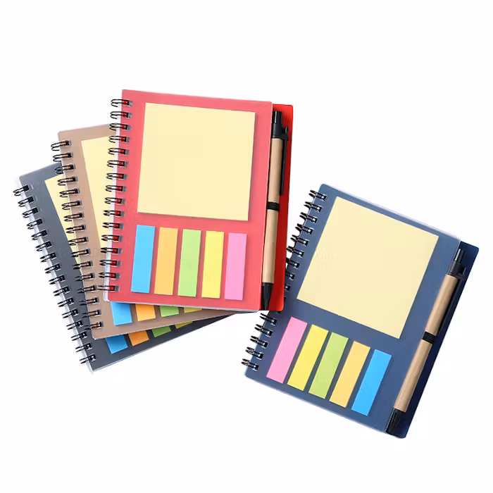 Frosted Cover Notepad with Sticky Notes, Coloured Tabs & Pen