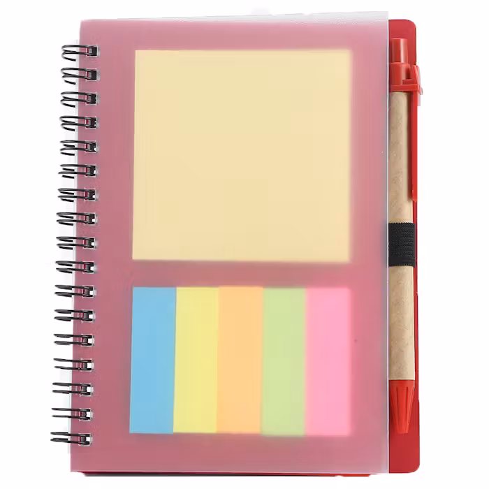Frosted Cover Notepad with Sticky Notes, Coloured Tabs & Pen - alternate view