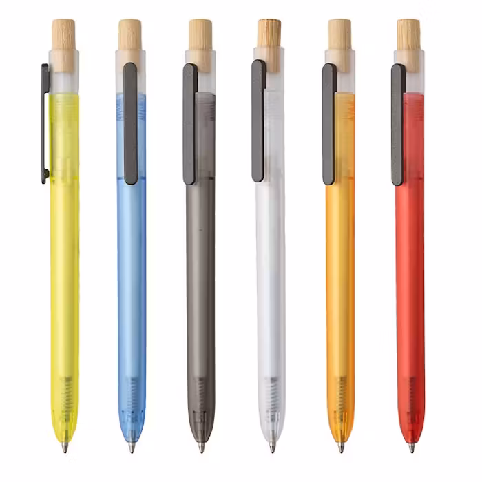 Translucent Ball Pen with Bamboo Button