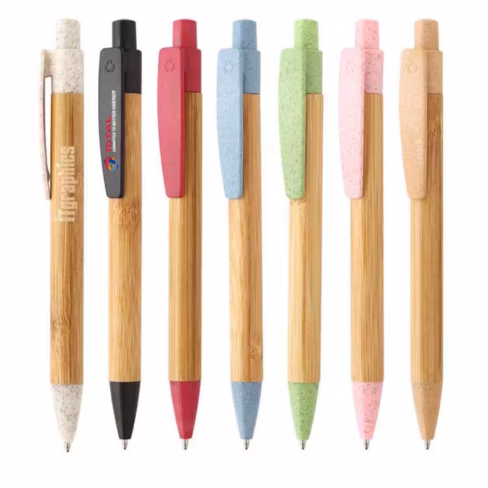 Bamboo Ball Pen with Wheat Straw Clip