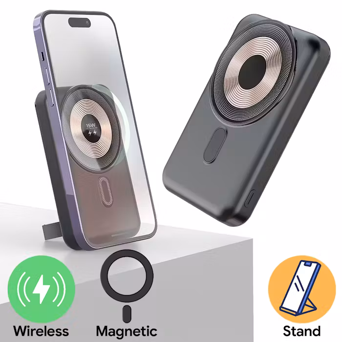 Kompac Magnetic Wireless Powerbank With Phone Stand