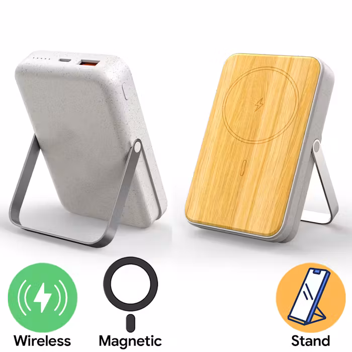 Wheat & Bamboo Magnetic Wireless Powerbank