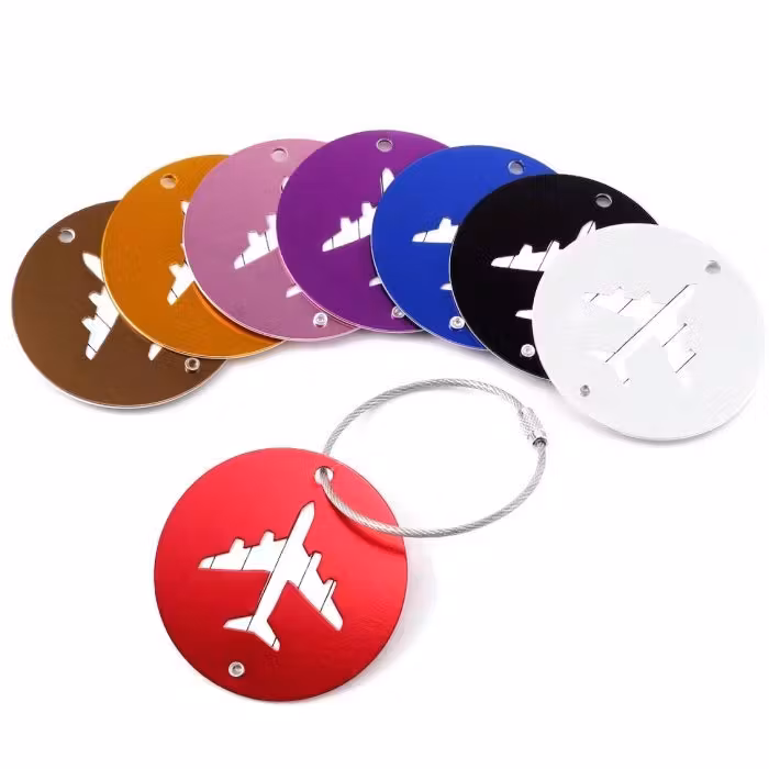 Round Aluminium Luggage Tag