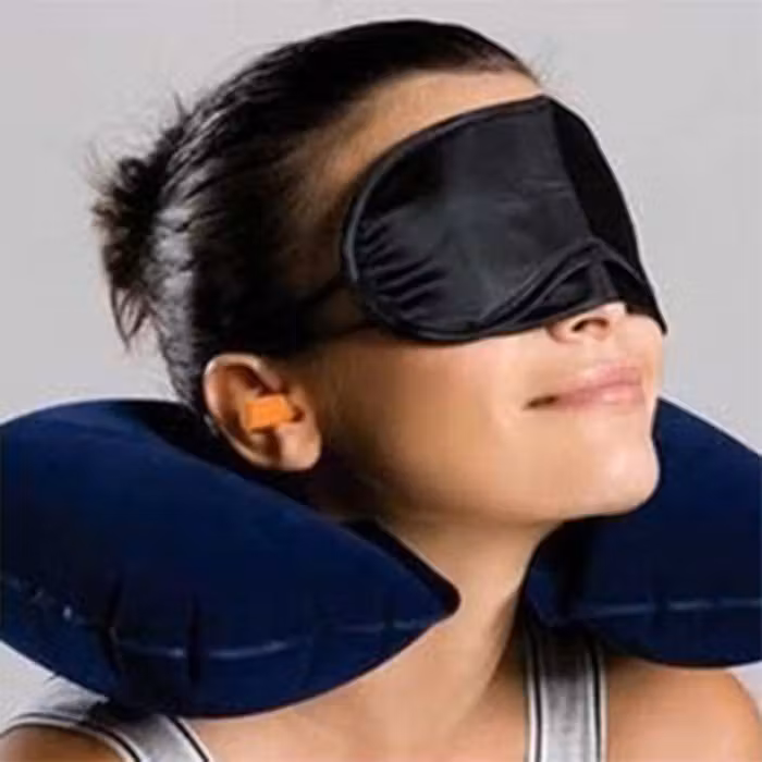 Inflatable Neck Pillow with Eye Mask and Ear Plugs Set - alternate view