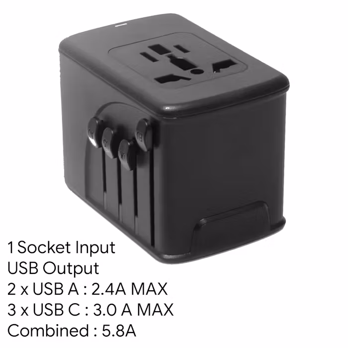 29W Travel Adaptor with 3 Type-C and 2 USB Port - alternate view