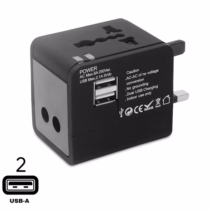 Cube Travel Adaptor with 2 USB Ports