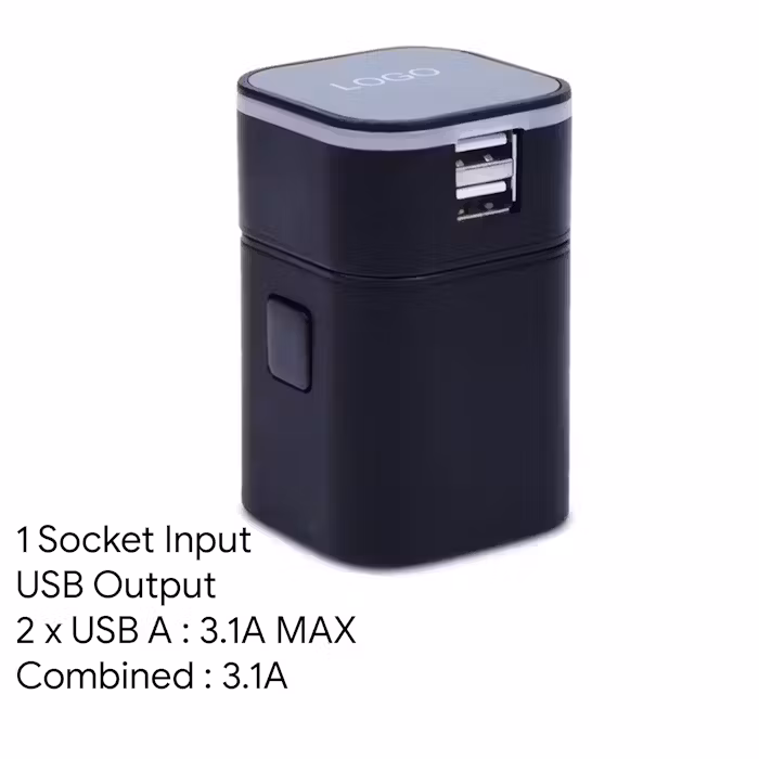 LED Travel Adaptor with Dual USB Ports