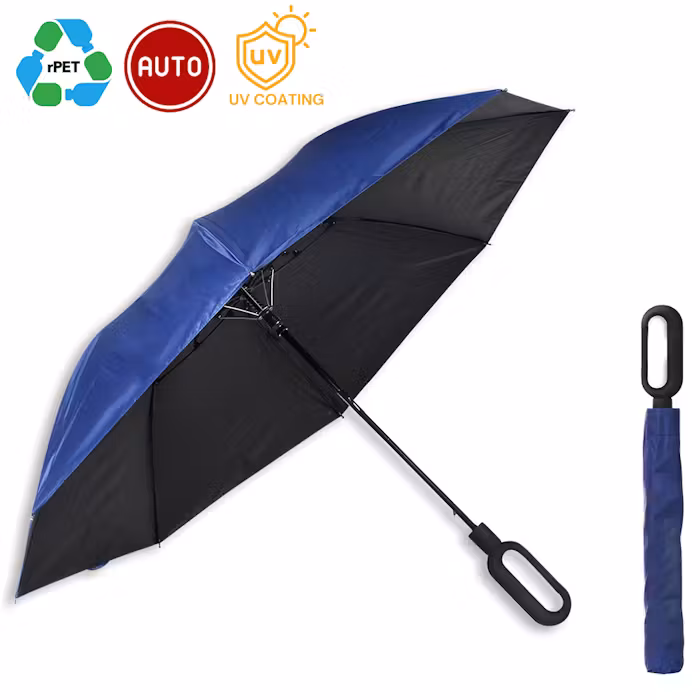 Automatic Foldable RPET Umbrella with Carabiner - 23-inch