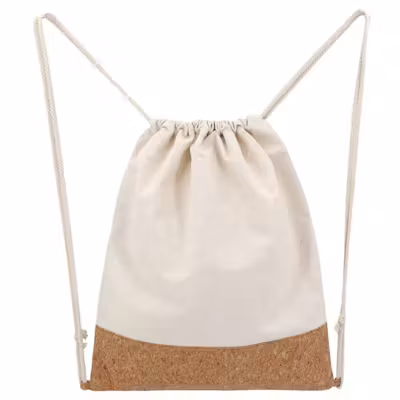 Canvas Drawstring Bag with Cork (12 Oz)