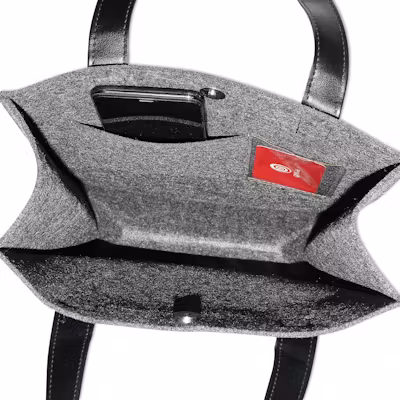 Felt Stylish Tote Bag with Leather Handle - alternate view