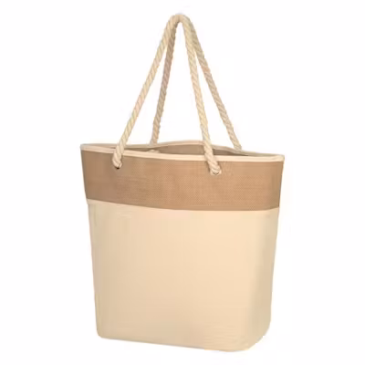 Jute & Canvas Tote Bag with Rope Strap - alternate view