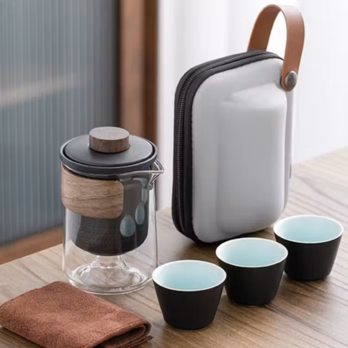 Portable Ceramic & Glass Tea Set