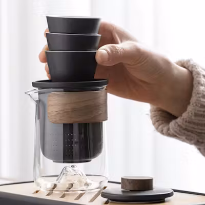 Portable Ceramic & Glass Tea Set - alternate view