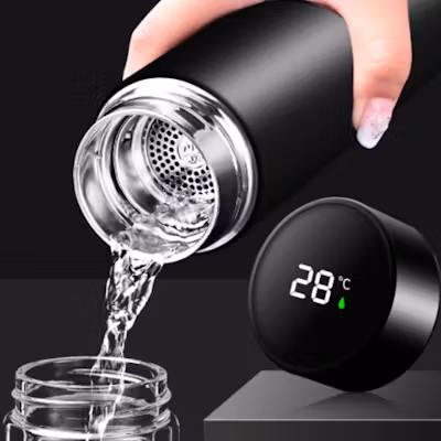 Smart Temperature Display Vacuum Flask with Tea Infuser - alternate view