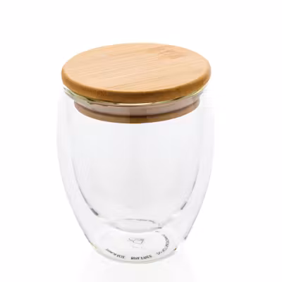 Double Wall Glass Mug with Bamboo Lid - alternate view