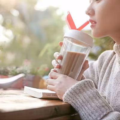 Clear Double Wall Tumbler with Straw - 420ml - alternate view