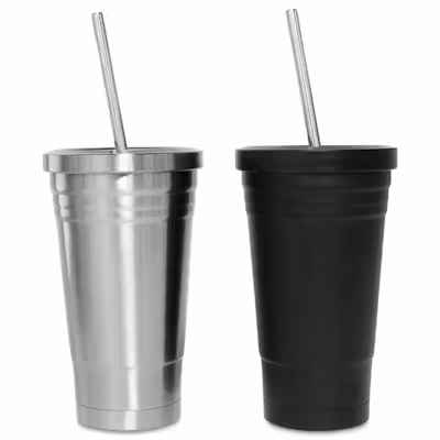 Double Wall Stainless Steel Tumbler with Straw