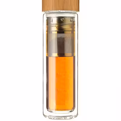 Glass Bamboo Bottle with Tea Infuser