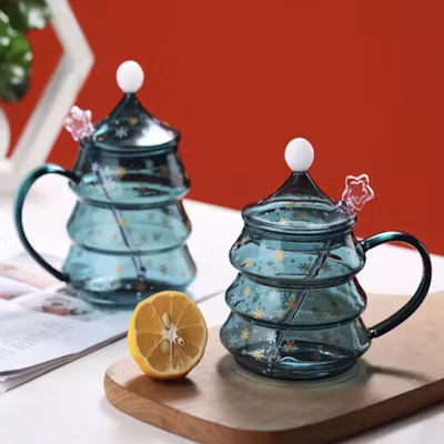 Christmas Tree Shaped Glass with Spoon