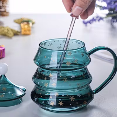 Christmas Tree Shaped Glass with Spoon - alternate view