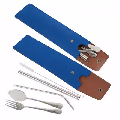 Cutlery Set with Straws - Stainless Steel - alternate view