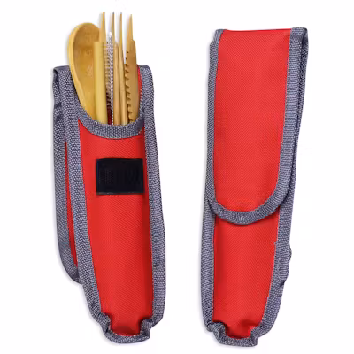 Reusable Bamboo Cutlery Set with Straw and Brush