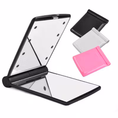 Portable Double-Sided Mirror with LED Lights