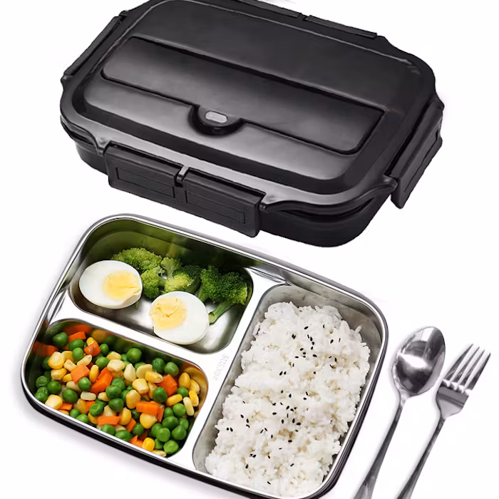 3-Compartment Stainless Steel Lunch Box