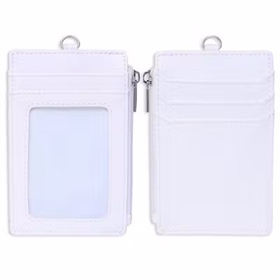 Zip Compartment Leather ID Card Holder - alternate view