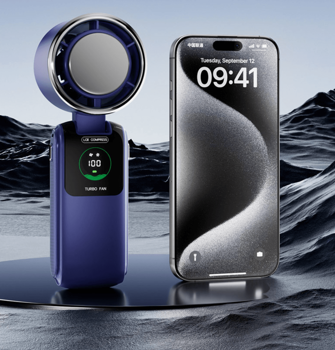 GlacierFold Digital Turbo Handheld Fan with Fold-Flat Design - alternate view