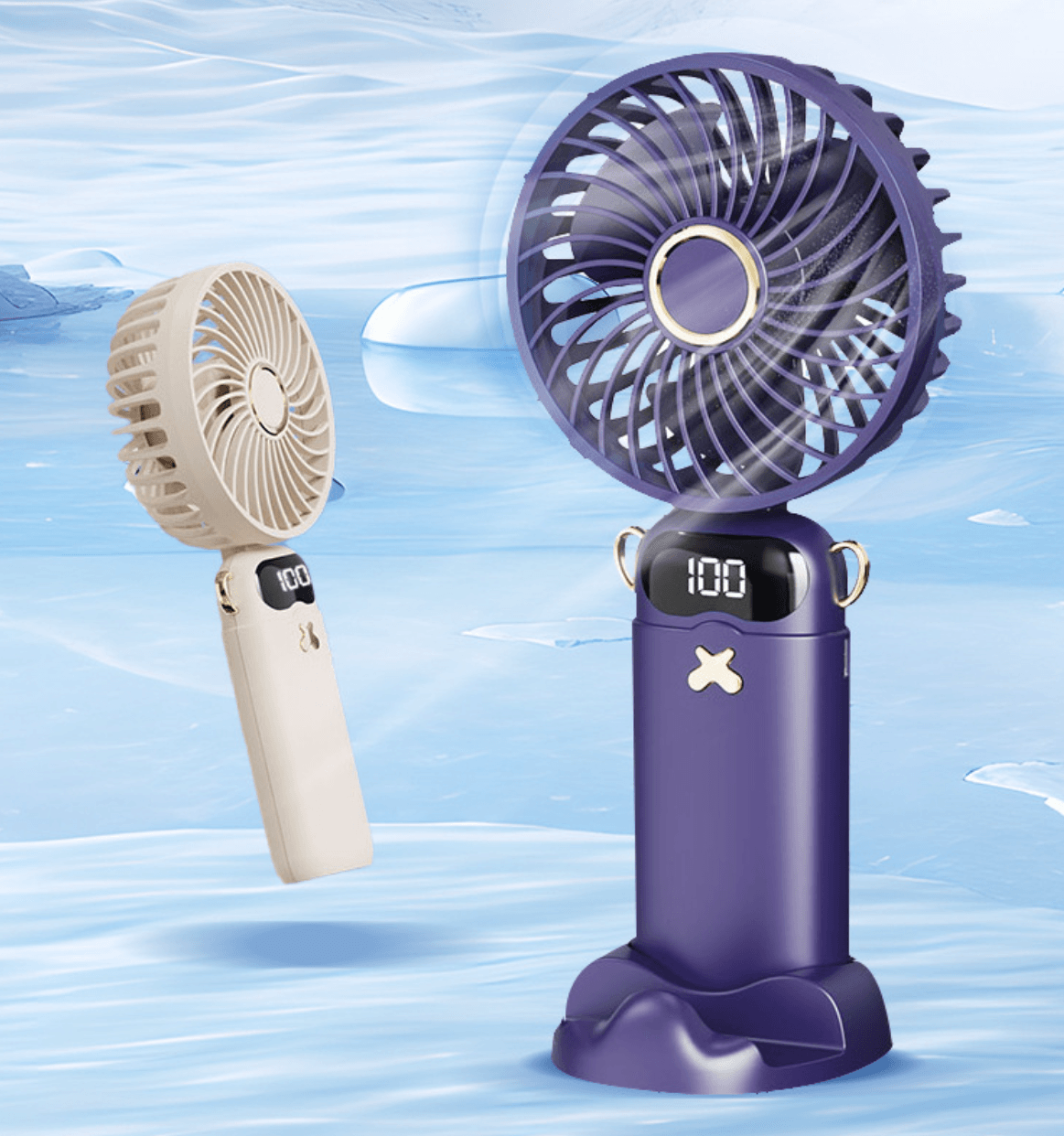 LuminaFold™ LED Display Handheld Fan with 6-Speed Control - alternate view