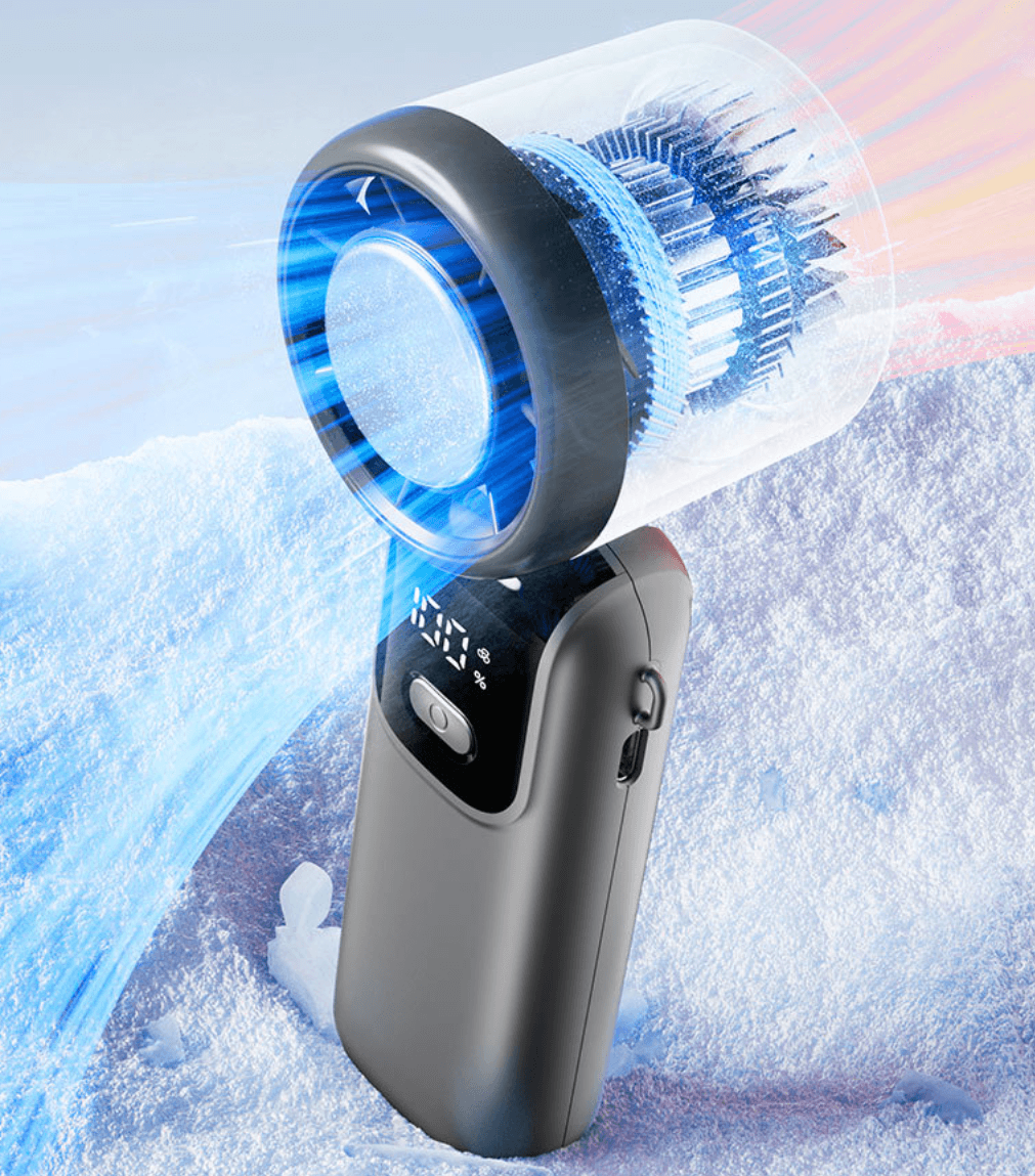 VortexFold Digital Display Handheld Fan with 100-Speed Stepless Control - alternate view