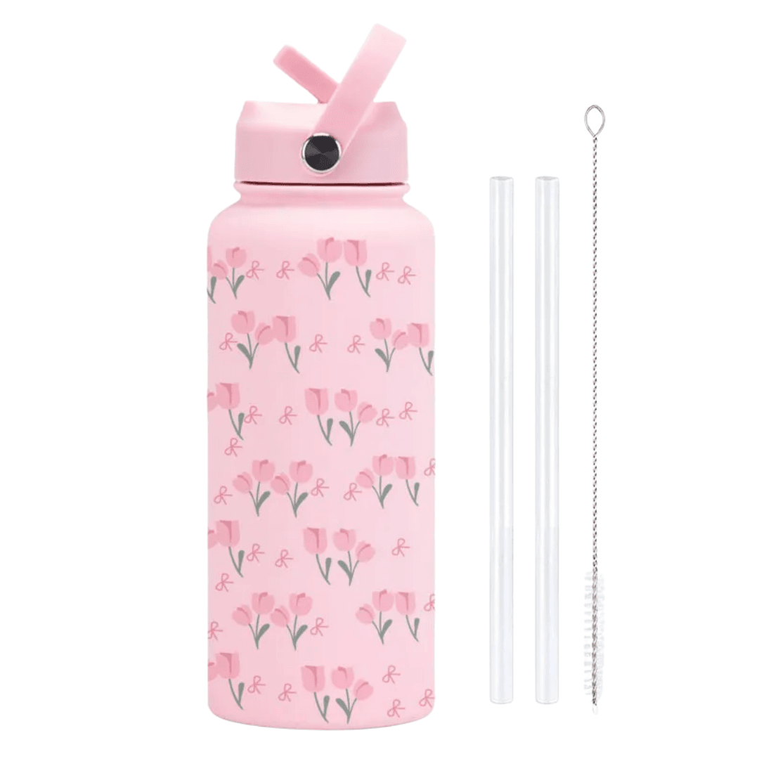 Daisy Bloom Stainless Steel Straw Bottle