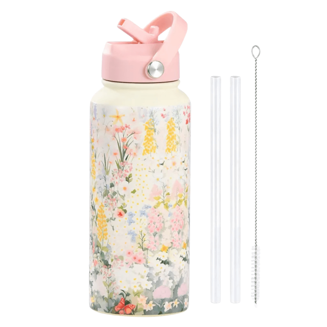 Daisy Bloom Stainless Steel Straw Bottle - alternate view